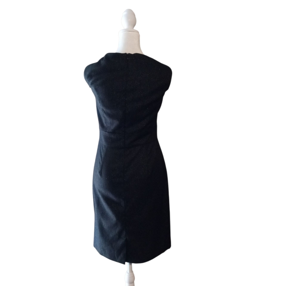 Connected apparel Black Sheath  Beaded Jeweled  Neckline Midi Dress - Picture 3 of 9